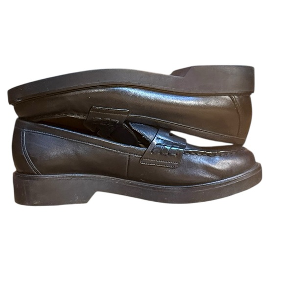 Nordstrom Black Leather Loafers Size 9M 1.25" Heel Classic Dark Academia - Picture 11 of 13